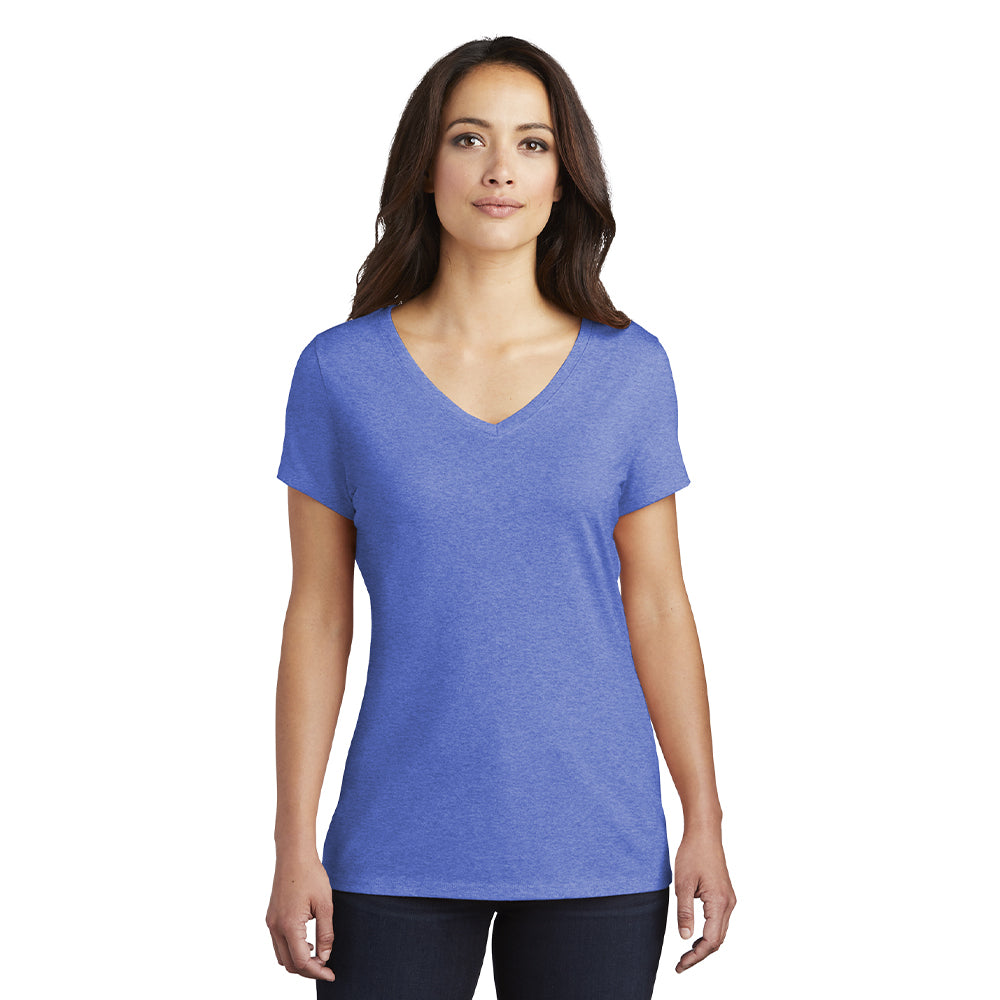 District Women’s Perfect Tri V-Neck Tee Decorated - Red Frost