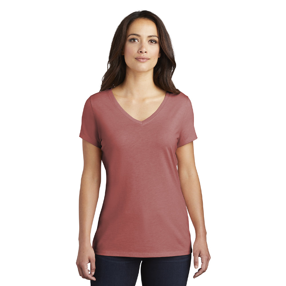 District Women’s Perfect Tri V-Neck Tee Decorated - Flint Blue Heather