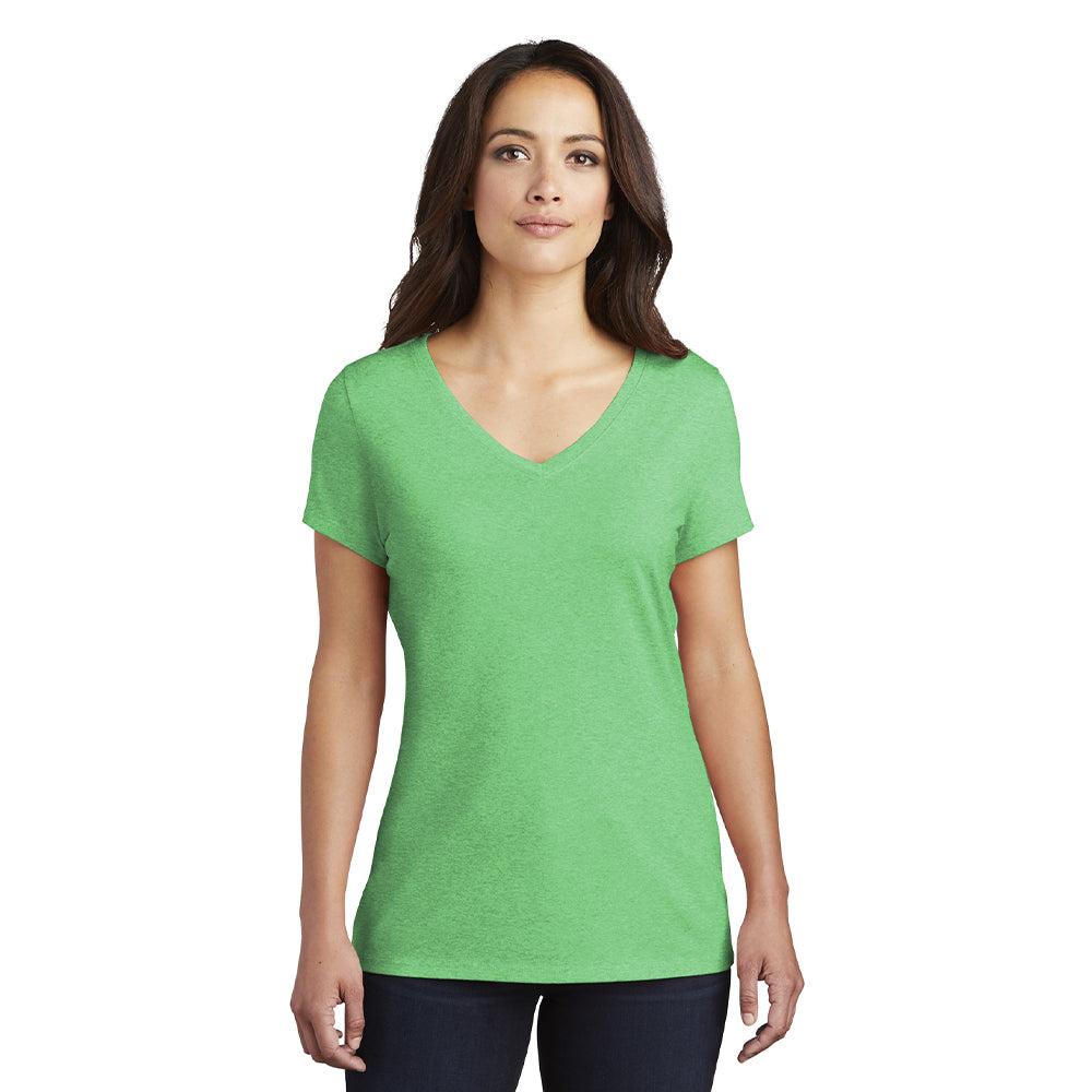 District Women’s Perfect Tri V-Neck Tee Decorated - Green Frost