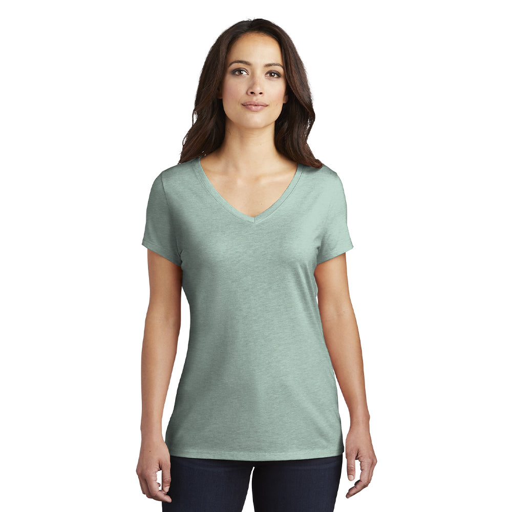 District Women’s Perfect Tri V-Neck Tee Decorated - Heathered Grey Charcoal