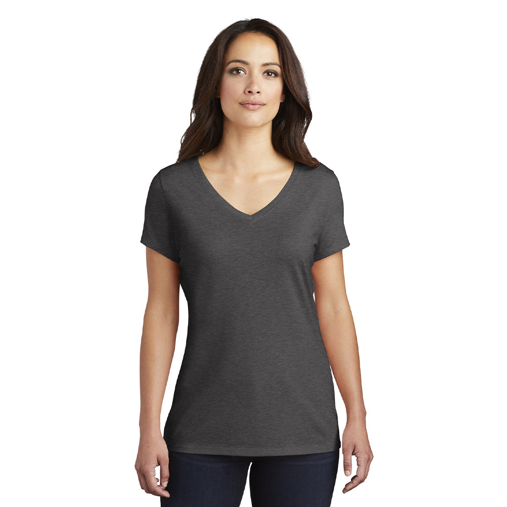 District Women’s Perfect Tri V-Neck Tee Decorated - Heathered Dusty Peach Orange