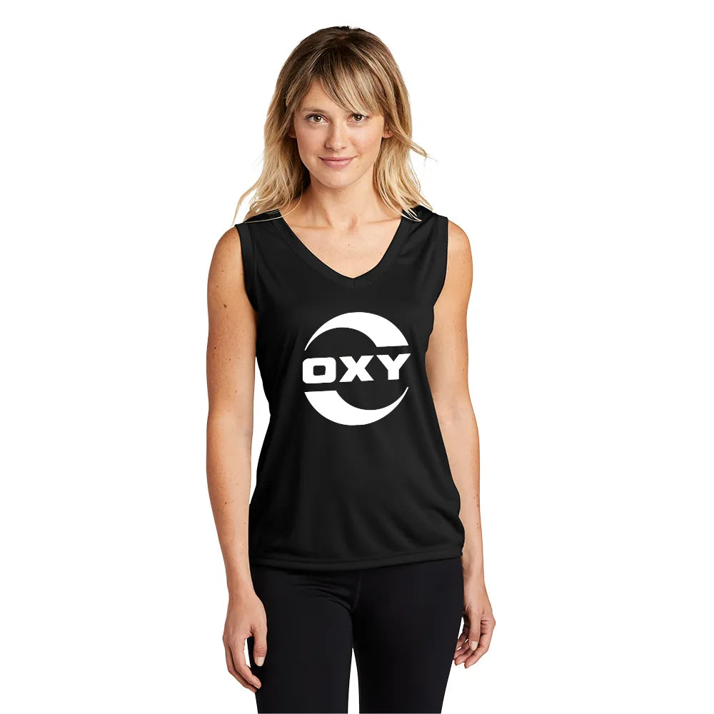 Sport-Tek Women's Sleeveless PosiCharge Competitor V-Neck Tee Decorated - Black