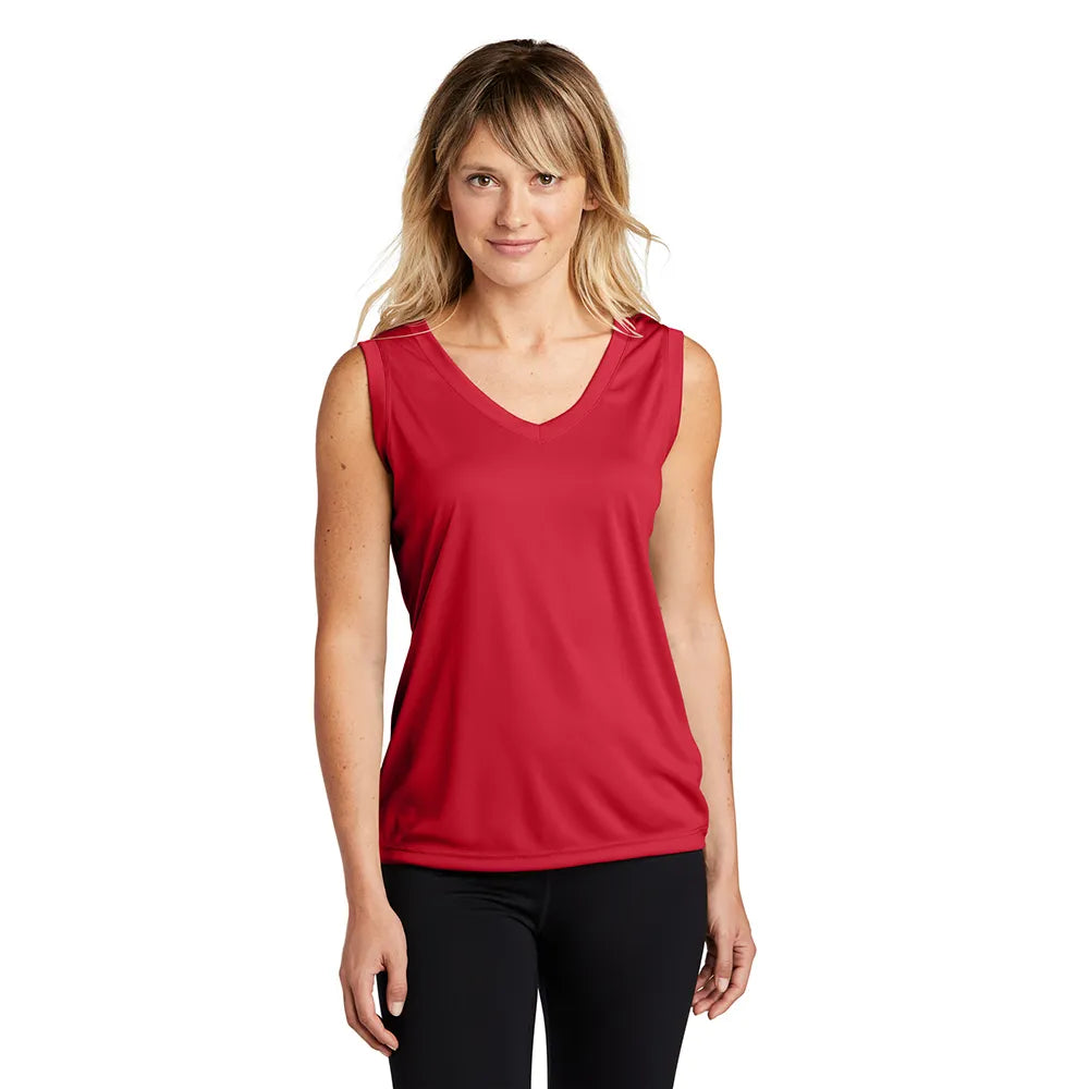 Sport-Tek Women's Sleeveless PosiCharge Competitor V-Neck Tee Decorated - True Red