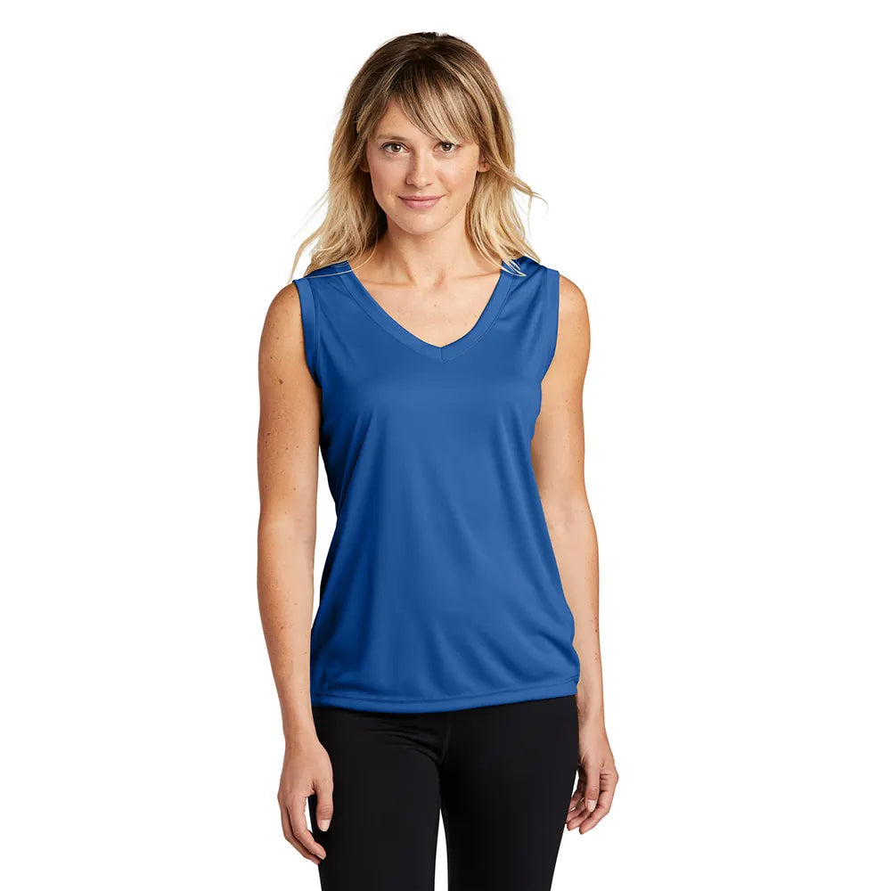 Sport-Tek Women's Sleeveless PosiCharge Competitor V-Neck Tee Decorated - True Royal Blue