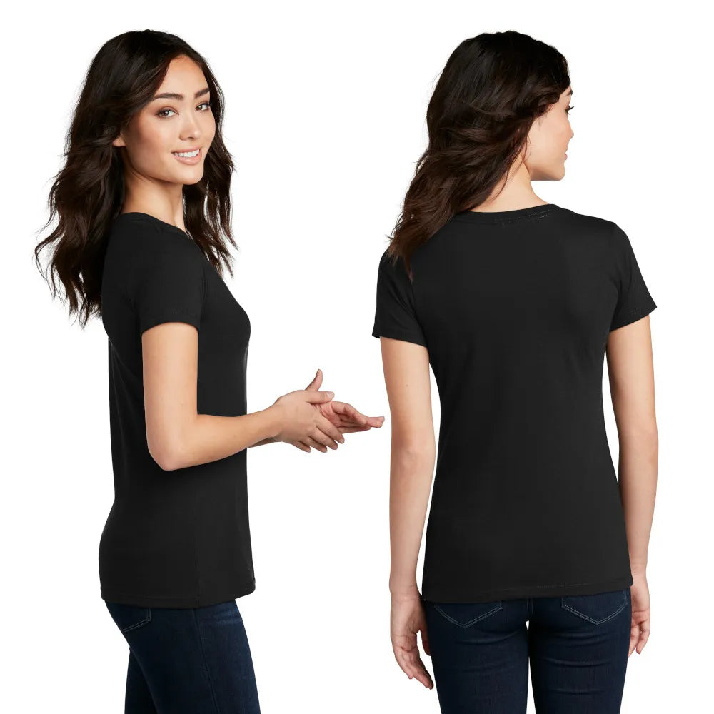 District Women’s Perfect Blend CVC V-Neck Tee Decorated - Blush Frost Pink