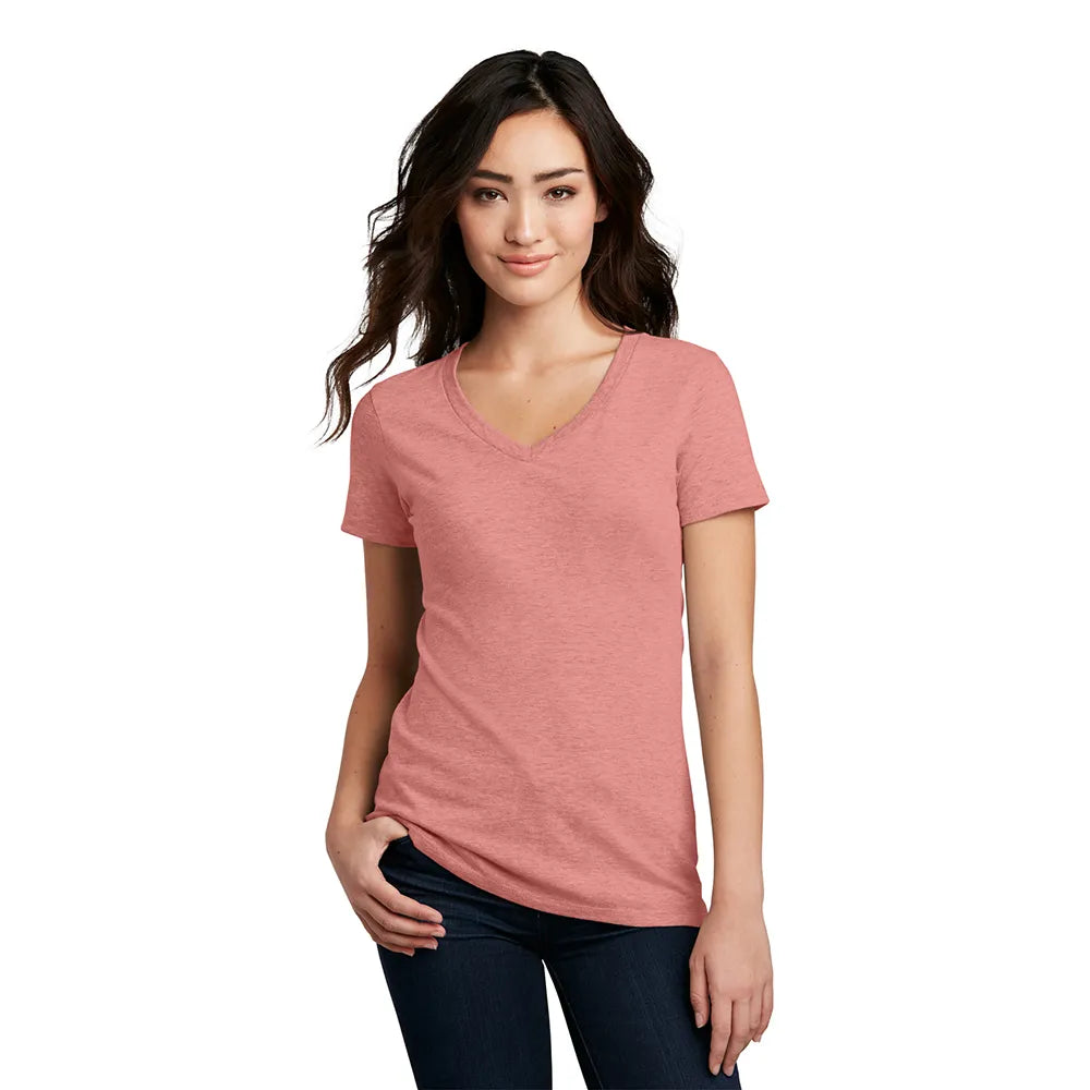 District Women’s Perfect Blend CVC V-Neck Tee Decorated - Charcoal Grey