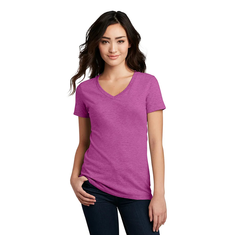 District Women’s Perfect Blend CVC V-Neck Tee Decorated - Heathered Purple