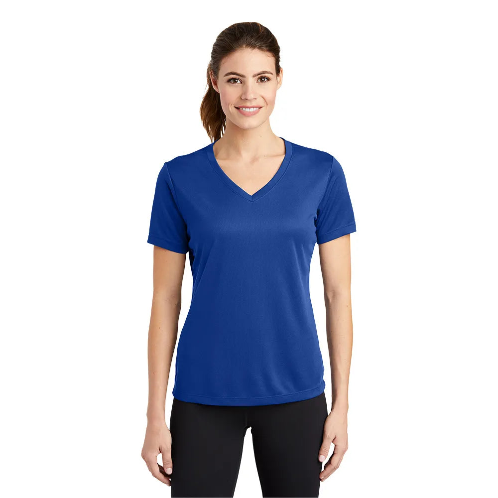 Sport-Tek Women's PosiCharge RacerMesh V-Neck Tee Decorated - True Royal Blue