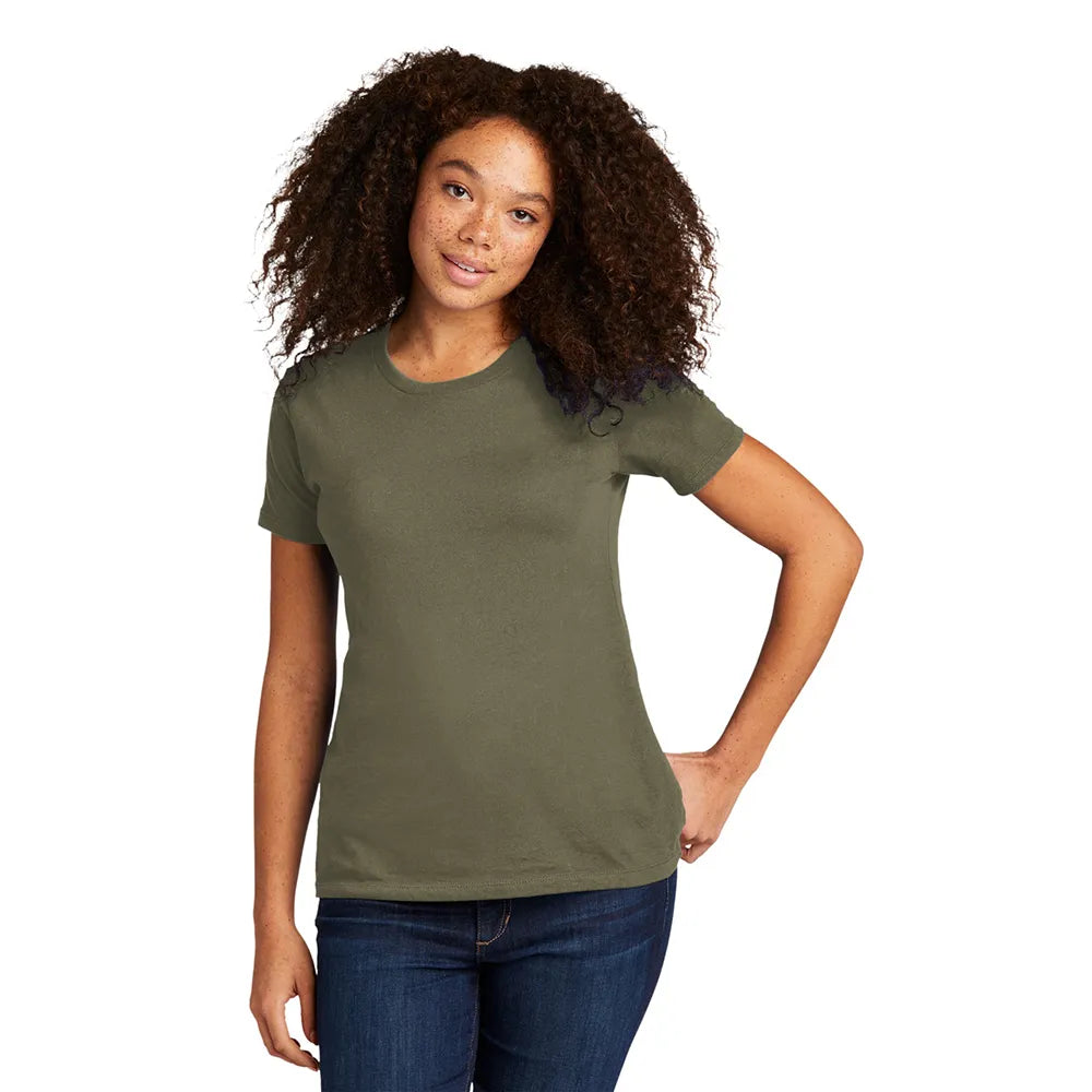 Next Level Apparel Women’s Cotton Tee Decorated - Light Olive Green