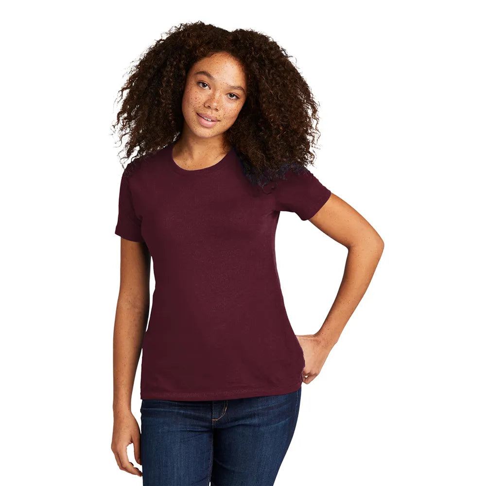Next Level Apparel Women’s Cotton Tee Decorated - Maroon Red