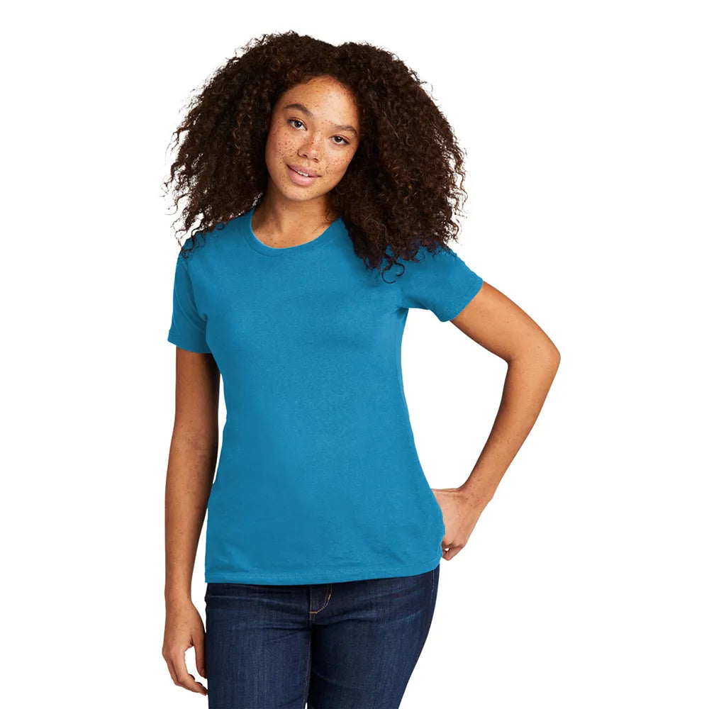 Next Level Apparel Women’s Cotton Tee Decorated - Turquoise Blue