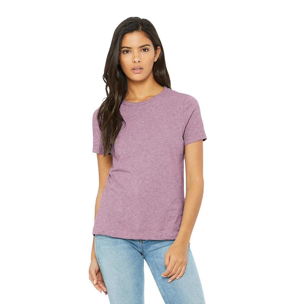 BELLA+CANVAS Women’s Relaxed CVC Tee Decorated - Heather Prism Lilac Purple