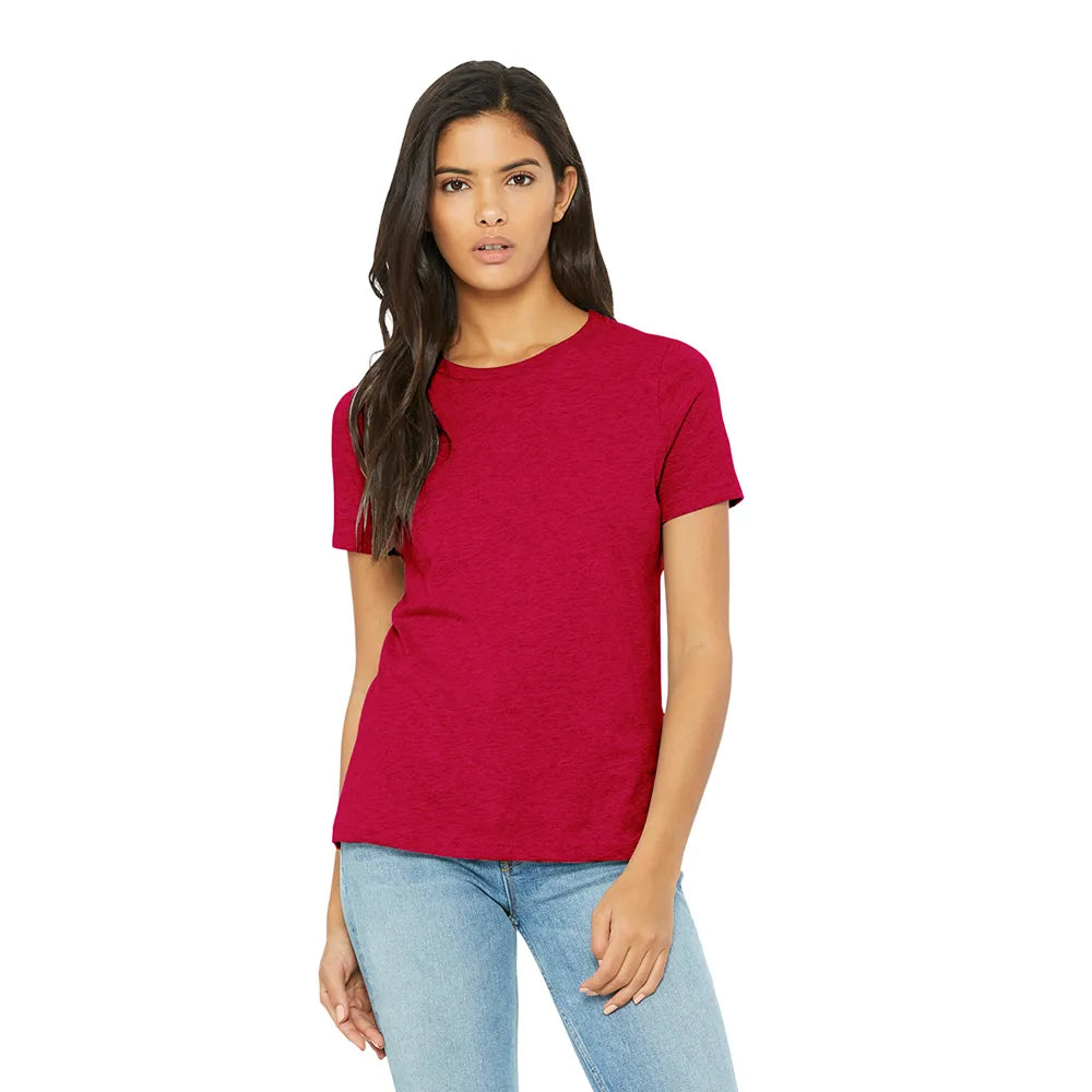 BELLA+CANVAS Women’s Relaxed CVC Tee Decorated - Heather Red