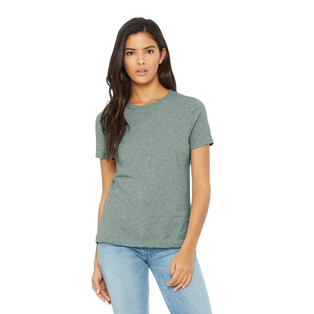 BELLA+CANVAS Women’s Relaxed CVC Tee Decorated - Heather Sage Grey