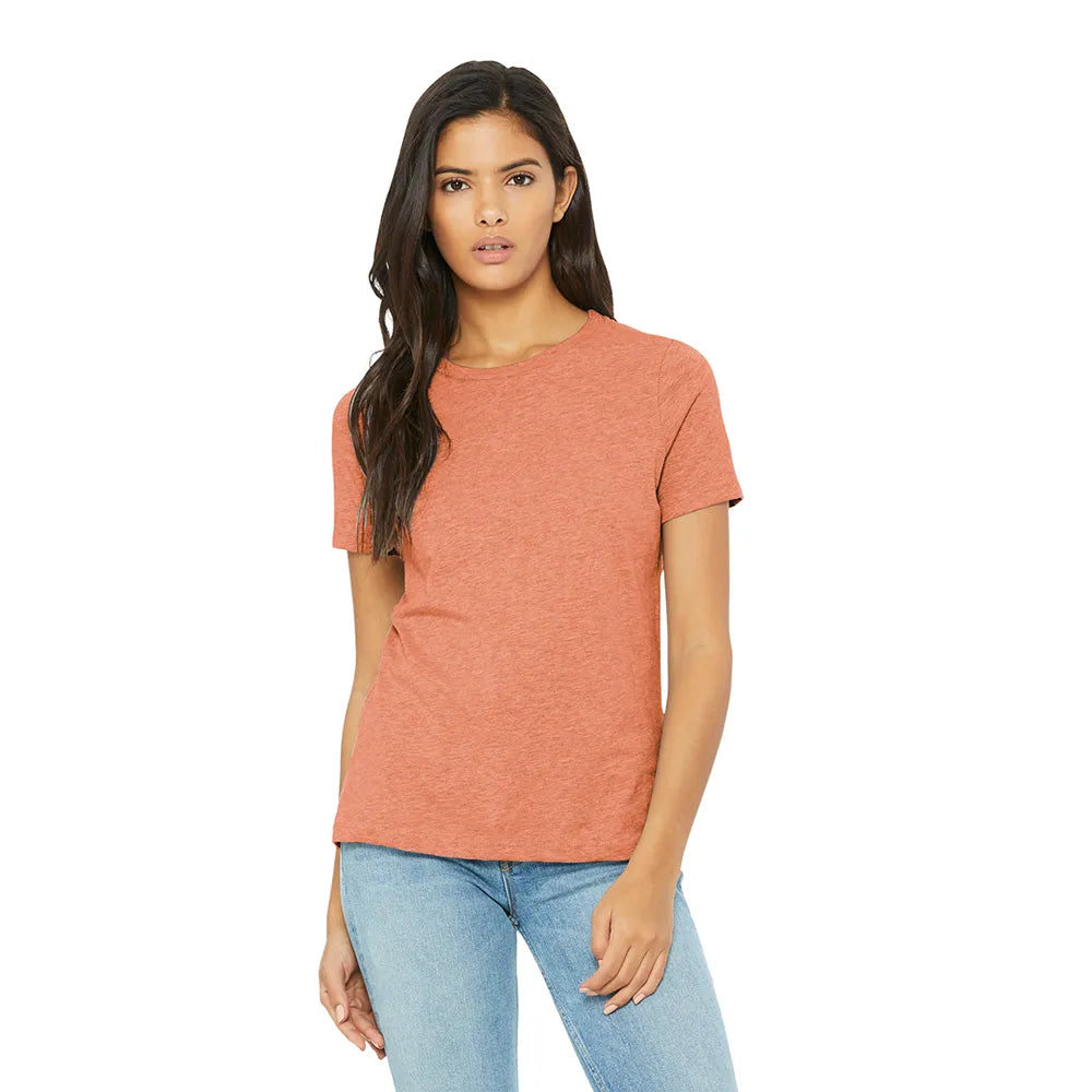 BELLA+CANVAS Women’s Relaxed CVC Tee Decorated - Heather Sunset Orange
