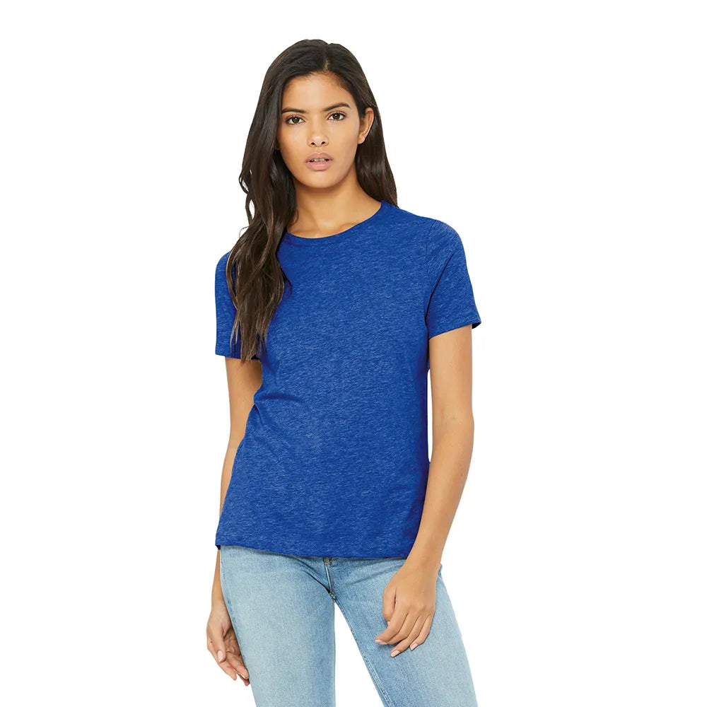 BELLA+CANVAS Women’s Relaxed CVC Tee Decorated - Heather True Royal Blue
