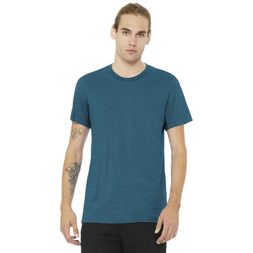 BELLA+CANVAS Unisex Heather CVC Short Sleeve Tee Decorated - Heather Deep Teal Blue