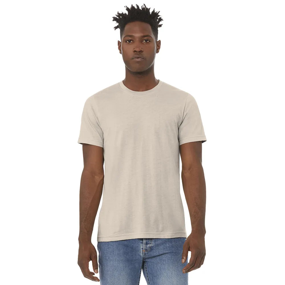 BELLA+CANVAS Unisex Heather CVC Short Sleeve Tee Decorated - Heather Dust White