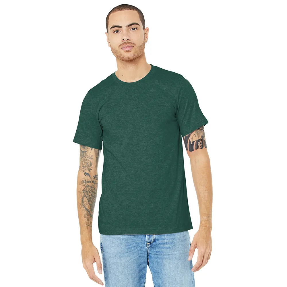 BELLA+CANVAS Unisex Heather CVC Short Sleeve Tee Decorated - Heather Forest Green