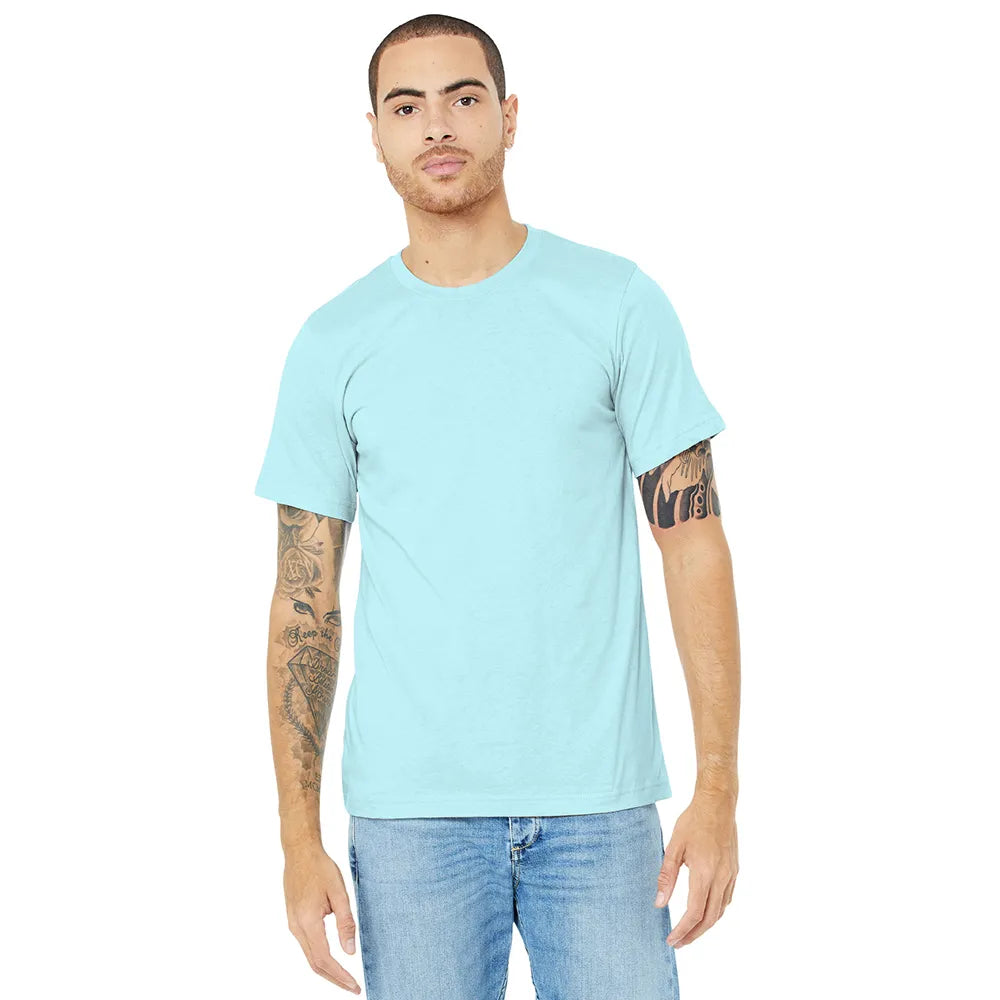 BELLA+CANVAS Unisex Heather CVC Short Sleeve Tee Decorated - Heather Ice Blue