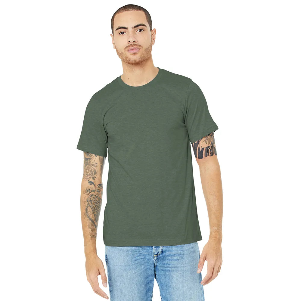 BELLA+CANVAS Unisex Heather CVC Short Sleeve Tee Decorated - Heather Military Green