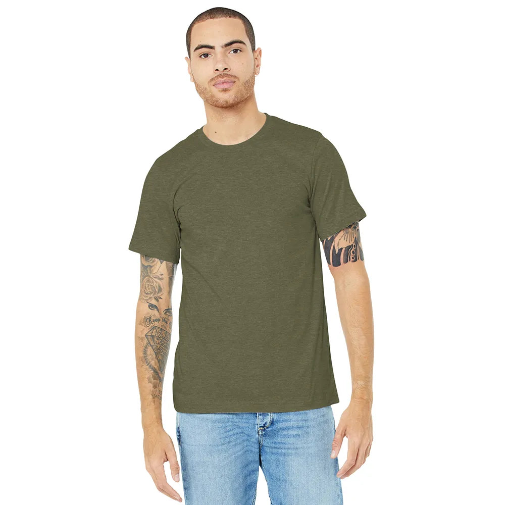 BELLA+CANVAS Unisex Heather CVC Short Sleeve Tee Decorated - Heather Olive Green