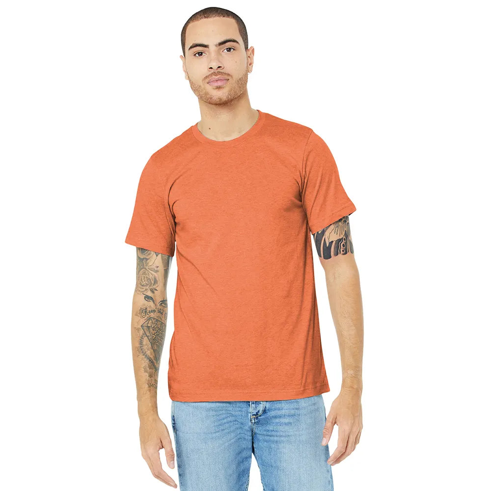 BELLA+CANVAS Unisex Heather CVC Short Sleeve Tee Decorated - Heather Orange