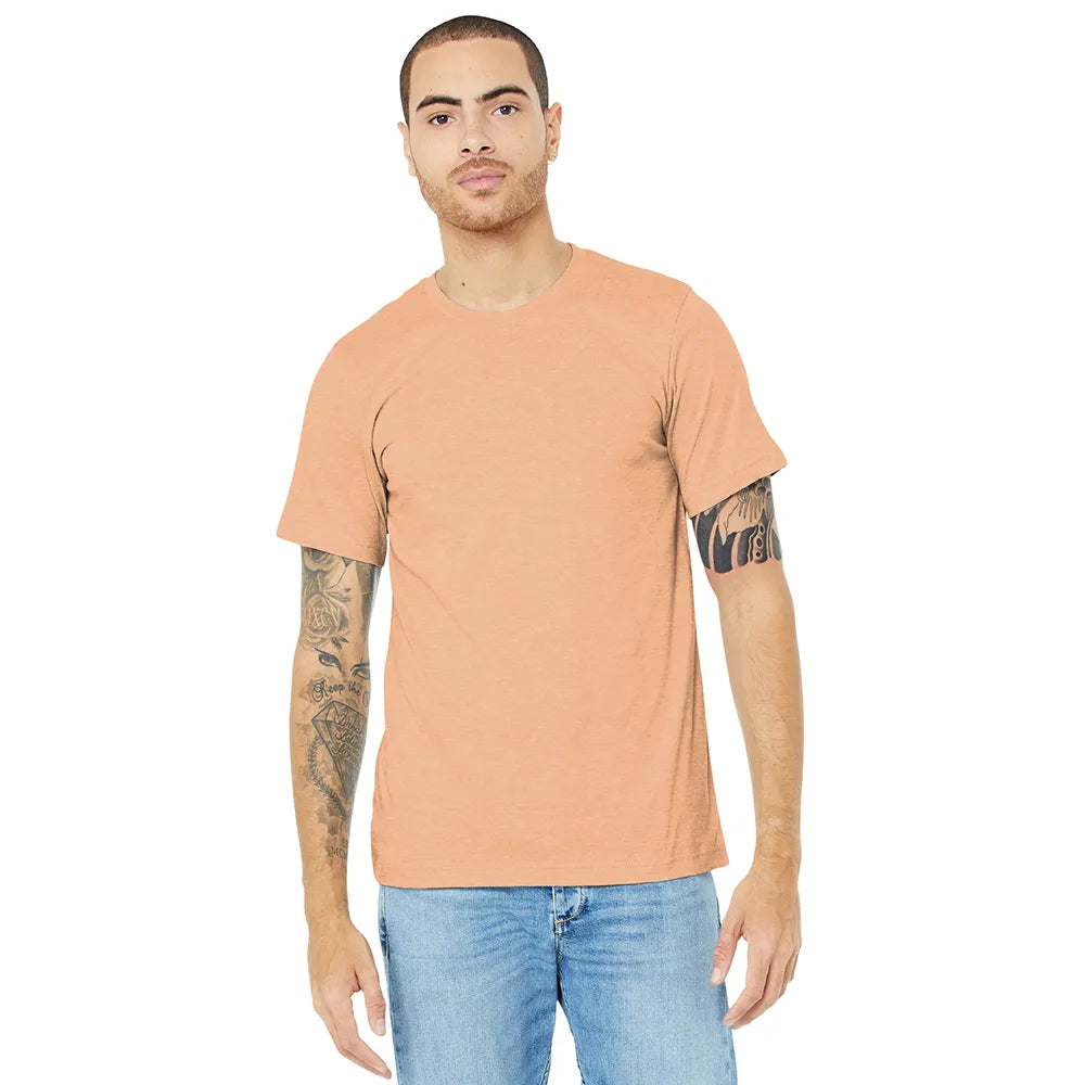 BELLA+CANVAS Unisex Heather CVC Short Sleeve Tee Decorated - Heather Peach Orange