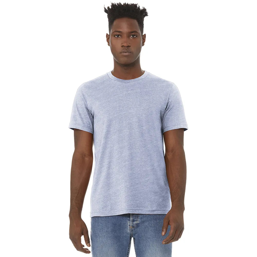 BELLA+CANVAS Unisex Heather CVC Short Sleeve Tee Decorated - Heather Prism Blue