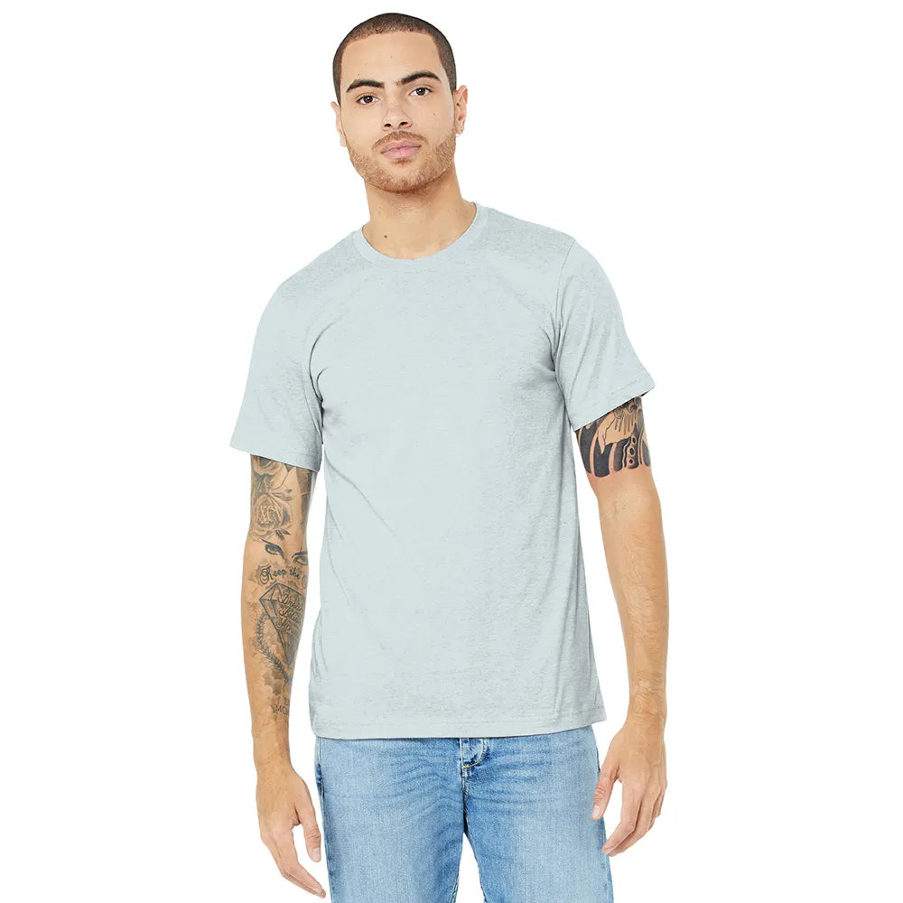 BELLA+CANVAS Unisex Heather CVC Short Sleeve Tee Decorated - Heather Prism Ice Blue