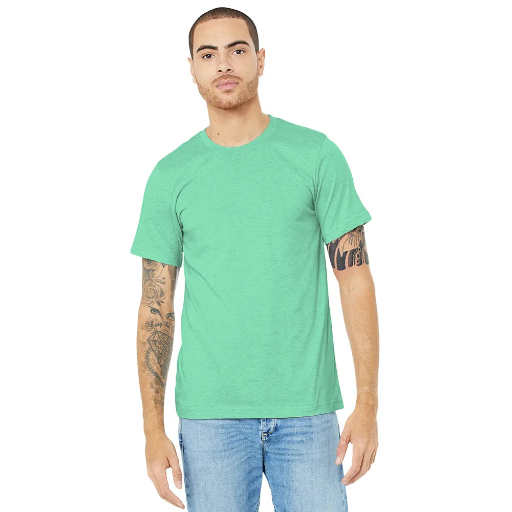BELLA+CANVAS Unisex Heather CVC Short Sleeve Tee Decorated - Heather Prism Mint Green