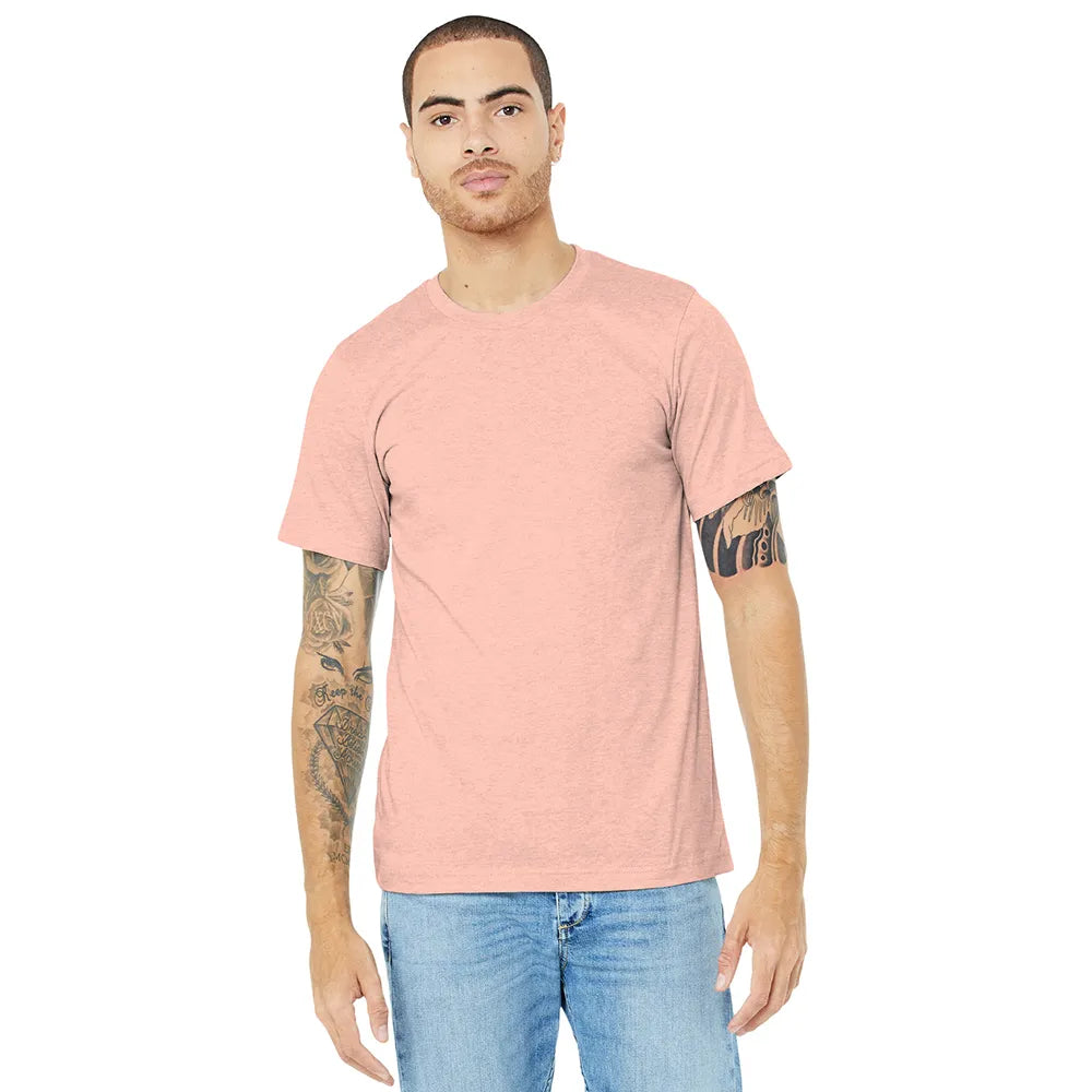 BELLA+CANVAS Unisex Heather CVC Short Sleeve Tee Decorated - Heather Prism Peach Orange