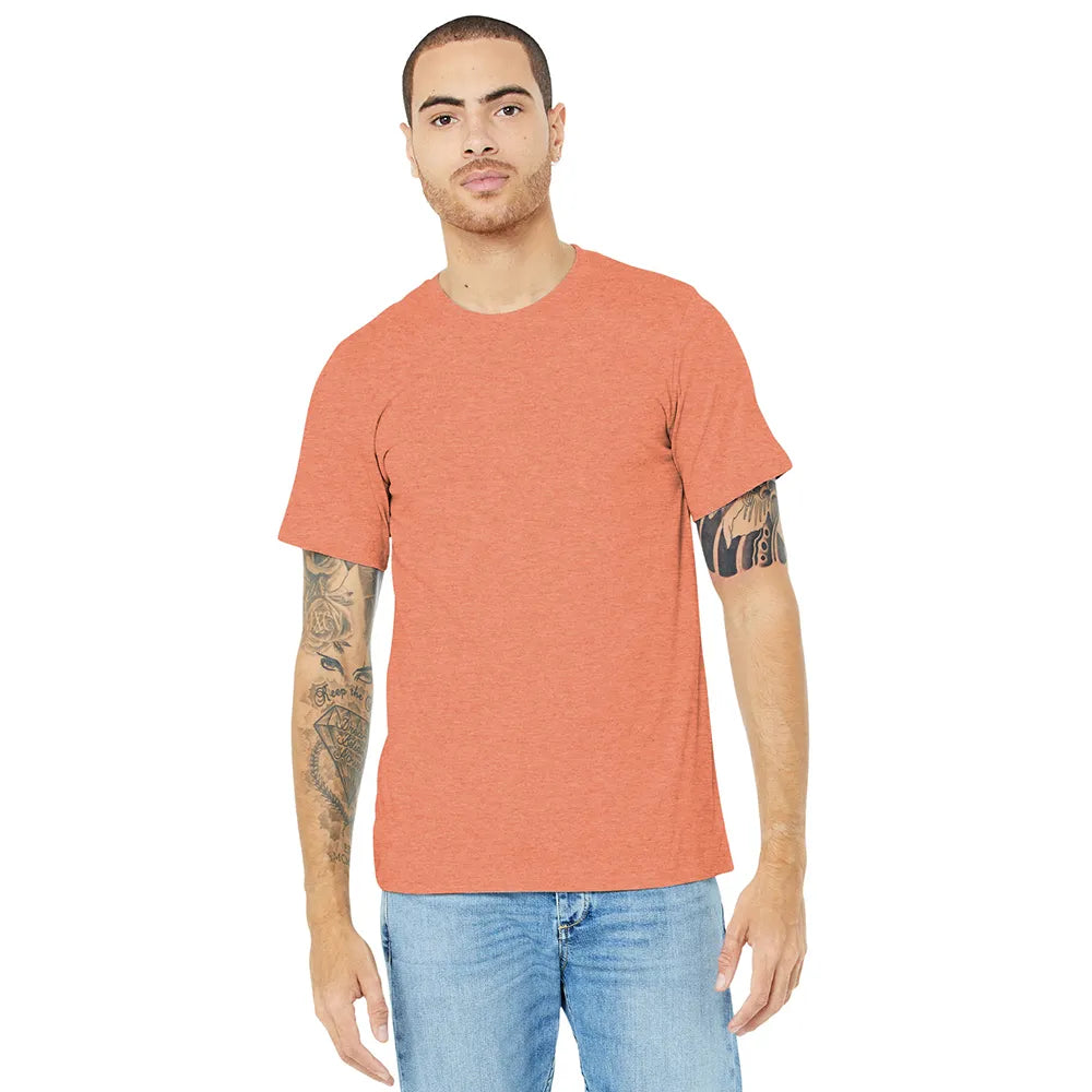 BELLA+CANVAS Unisex Heather CVC Short Sleeve Tee Decorated - Heather Prism Sunset Orange