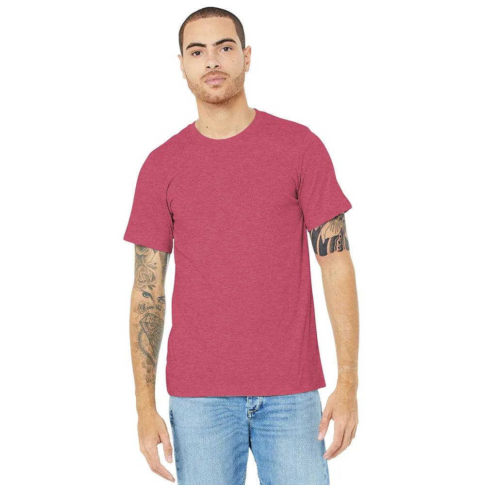 BELLA+CANVAS Unisex Heather CVC Short Sleeve Tee Decorated - Heather Raspberry Red