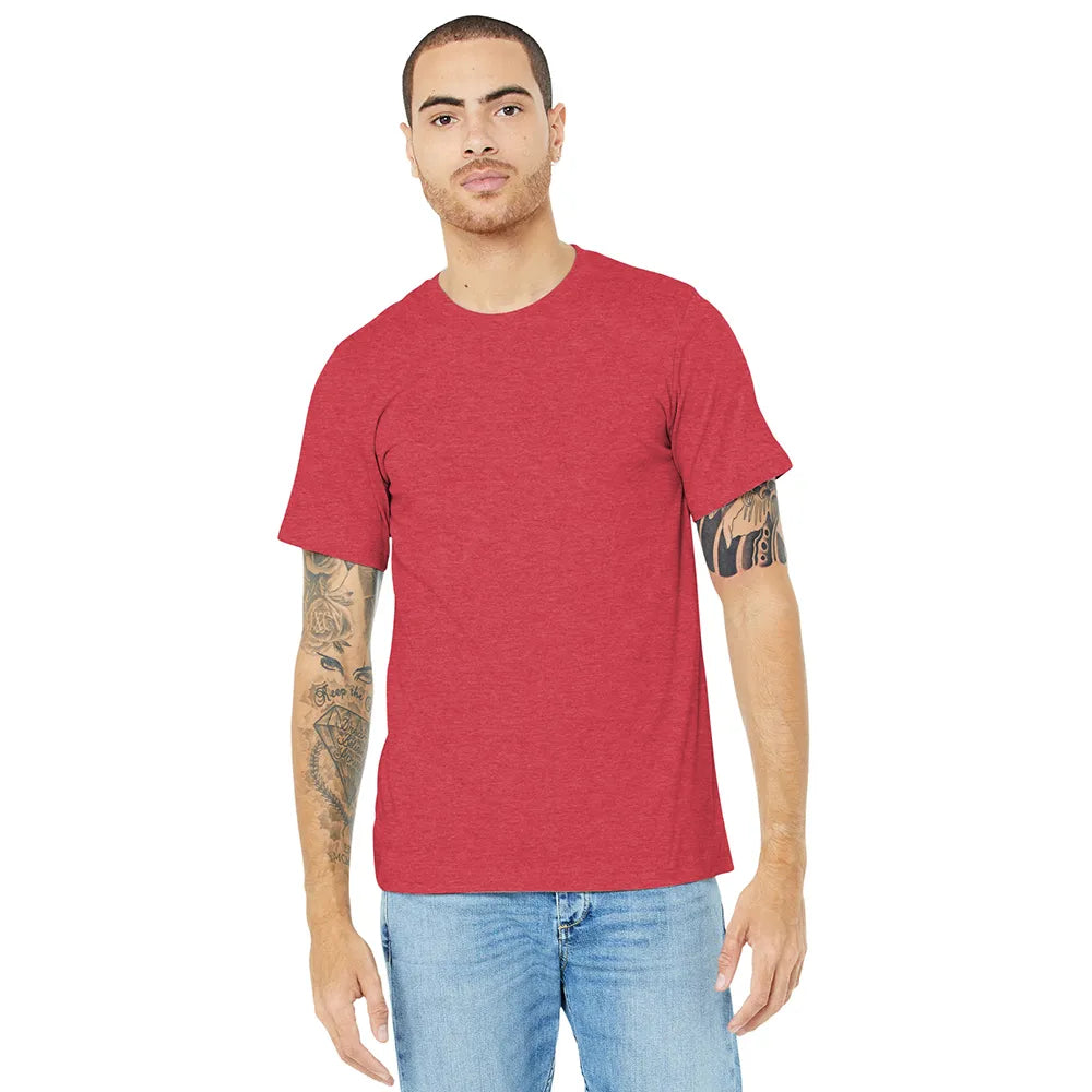 BELLA+CANVAS Unisex Heather CVC Short Sleeve Tee Decorated - Heather Red
