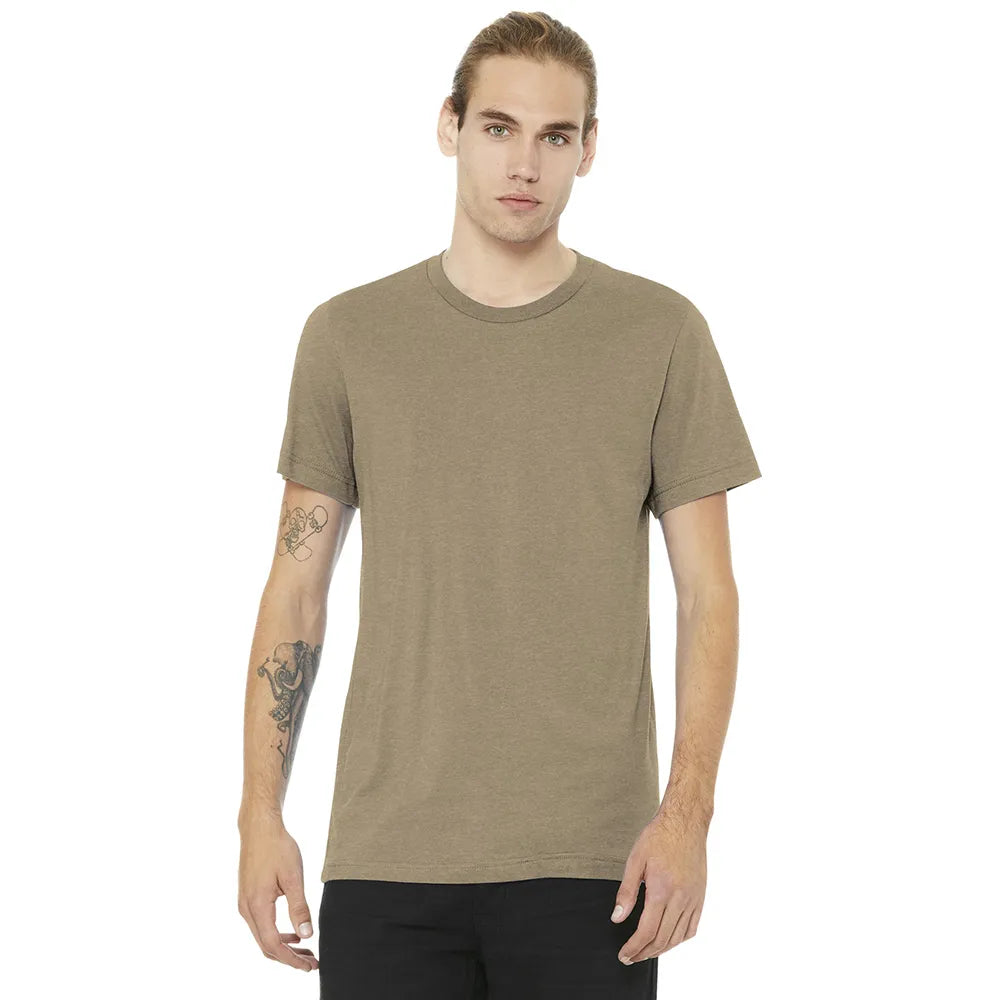 BELLA+CANVAS Unisex Heather CVC Short Sleeve Tee Decorated - Heather Tan Yellow