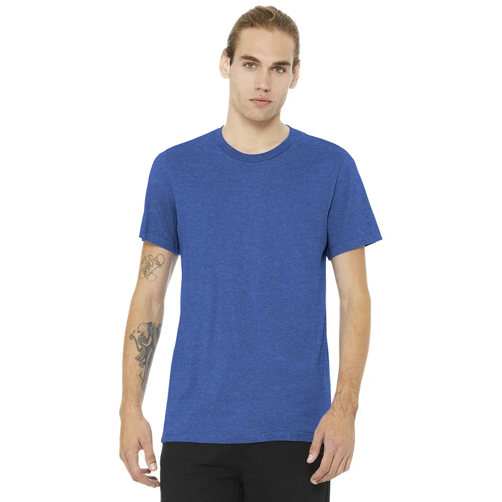 BELLA+CANVAS Unisex Heather CVC Short Sleeve Tee Decorated - Heather True Royal Blue