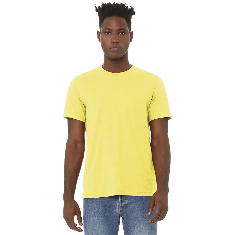 BELLA+CANVAS Unisex Heather CVC Short Sleeve Tee Decorated - Heather Yellow