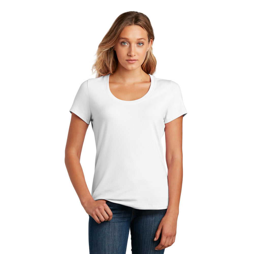 District Women’s Flex Scoop Neck Tee Decorated - White