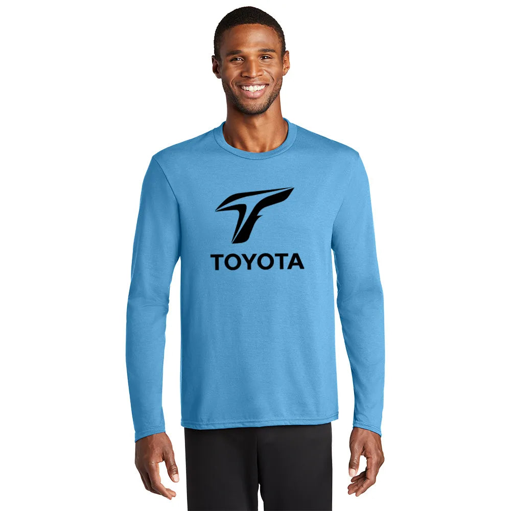 Port & Company Long Sleeve Performance Blend Tee Decorated - Aquatic Blue