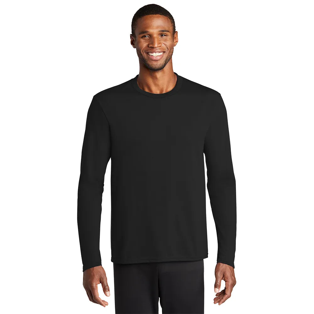Port & Company Long Sleeve Performance Blend Tee Decorated - Jet Black