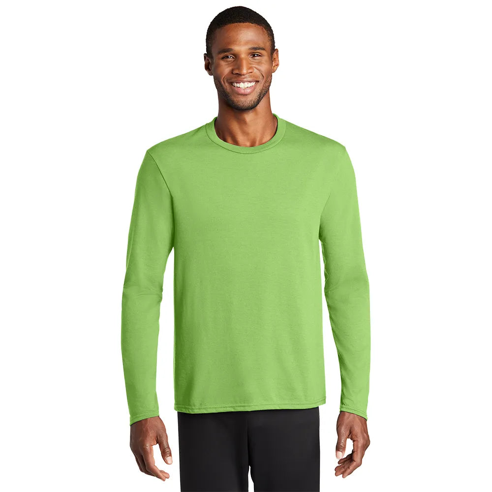 Port & Company Long Sleeve Performance Blend Tee Decorated - Lime Green