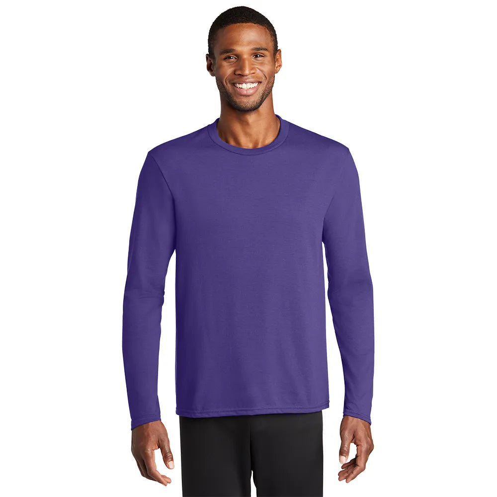 Port & Company Long Sleeve Performance Blend Tee Decorated - Purple