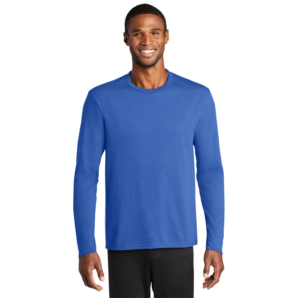 Port & Company Long Sleeve Performance Blend Tee Decorated - True Royal Blue