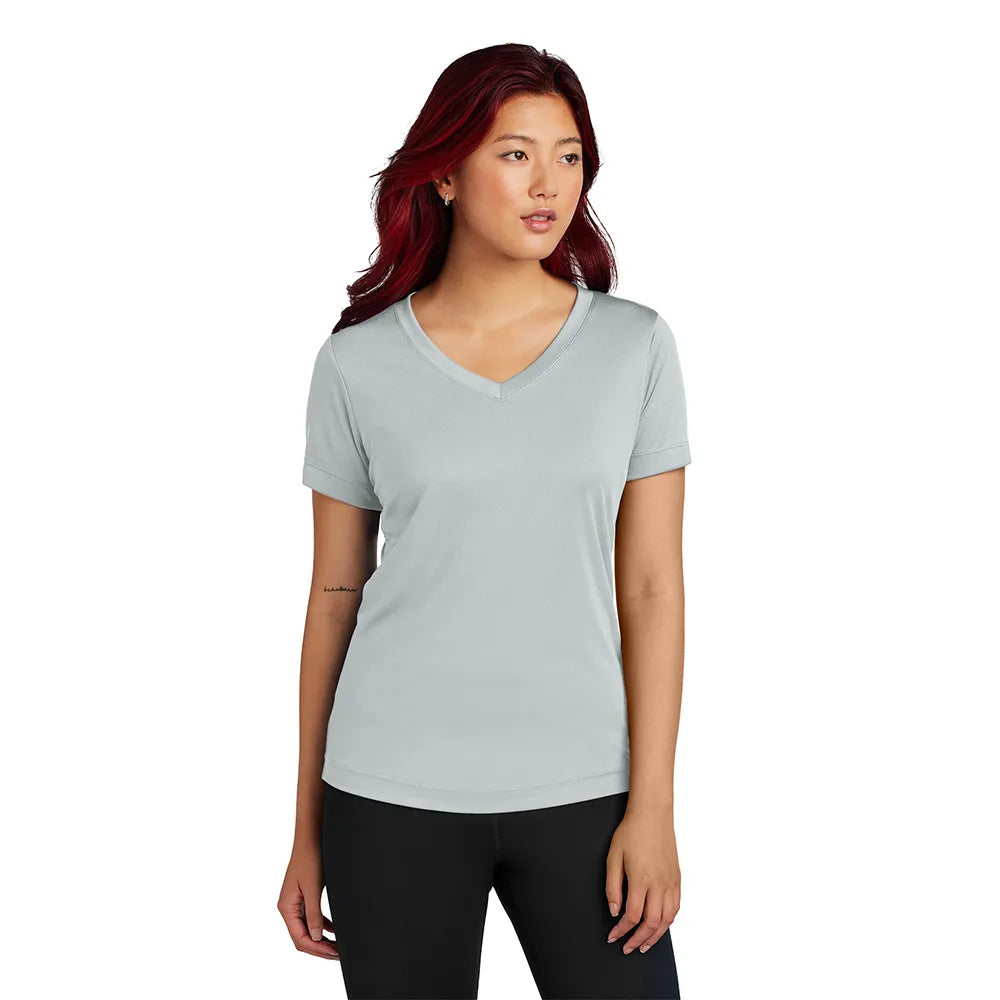 Sport-Tek Women's PosiCharge Competitor V-Neck Tee Decorated - Silver