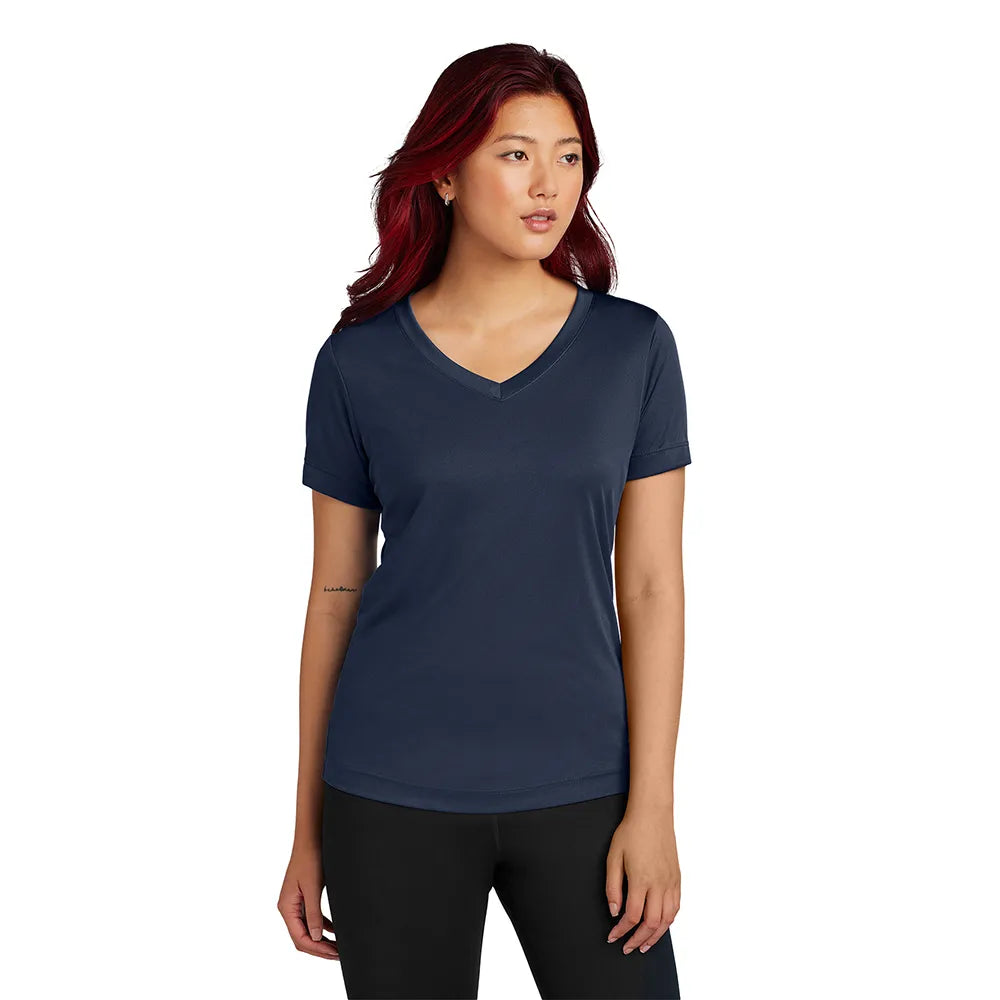 Sport-Tek Women's PosiCharge Competitor V-Neck Tee Decorated - True Navy Blue