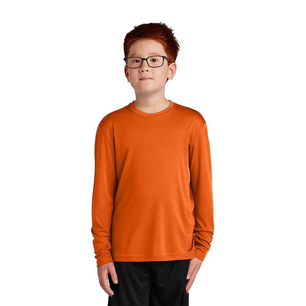Sport-Tek Youth Long Sleeve PosiCharge Competitor Tee Decorated - Neon Orange