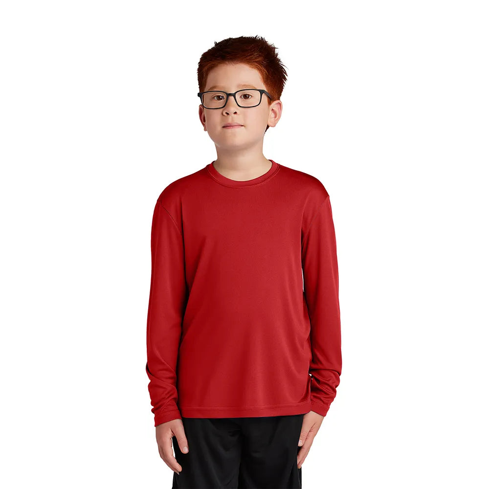 Sport-Tek Youth Long Sleeve PosiCharge Competitor Tee Decorated - True Red (PMS 200C)