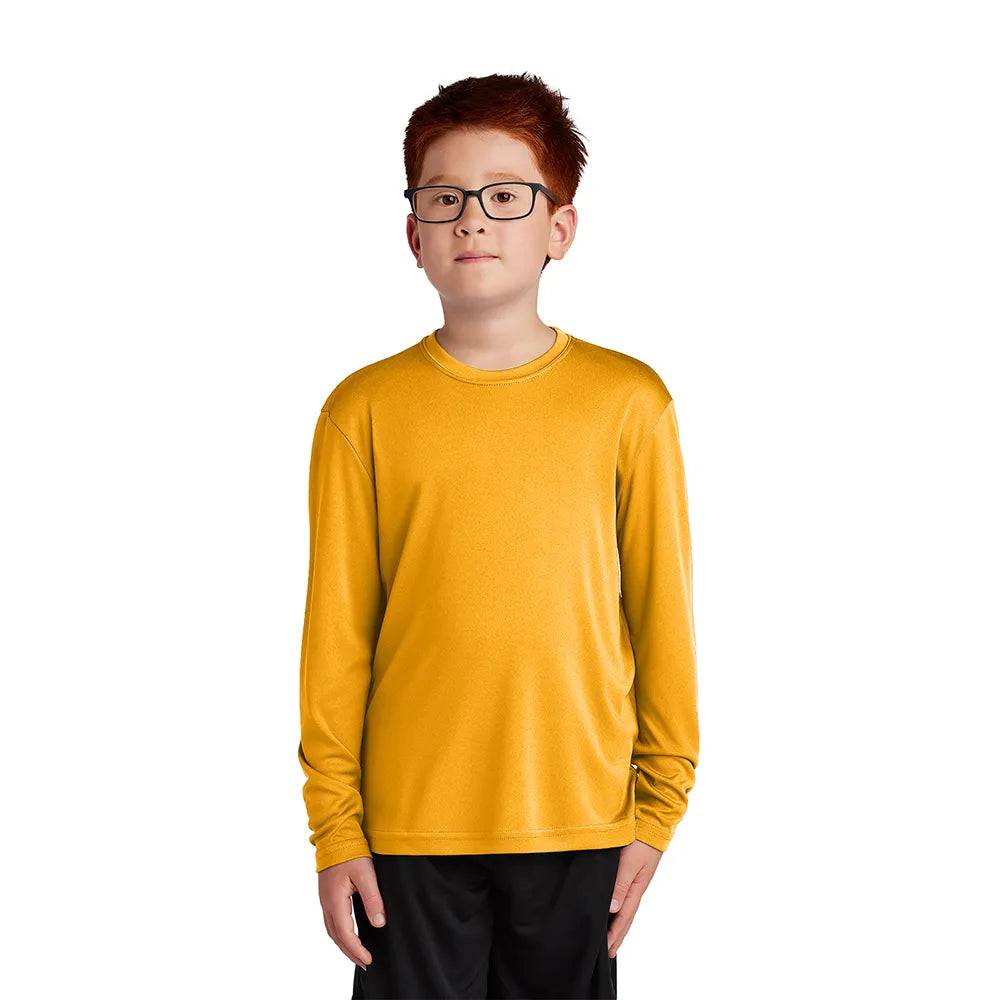 Sport-Tek Youth Long Sleeve PosiCharge Competitor Tee Decorated - Gold (PMS 1235C)