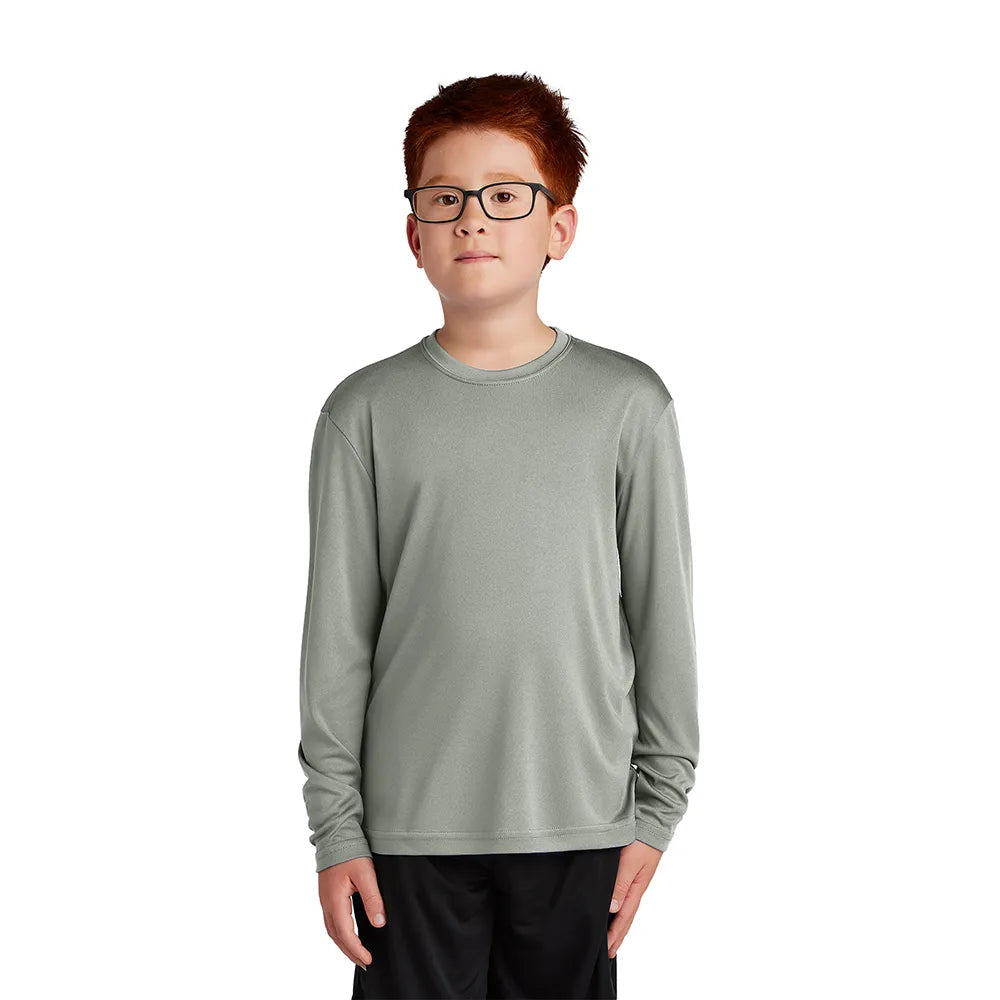 Sport-Tek Youth Long Sleeve PosiCharge Competitor Tee Decorated - Silver Grey (PMS 429C)